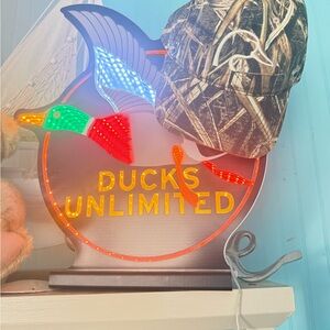 Ducks Unlimited Neon Sign with Camouflage Cap